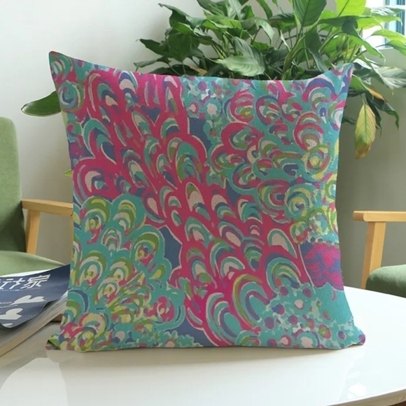 Lilly Pulitzer Lilly's Lagoon Print 18"x18" Decorative Throw Pillow Cover Case - Picture 1 of 2